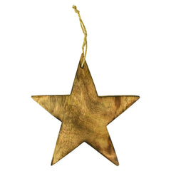 Natural Wooden Star Christmas Ornament, 6-1/2-Inch