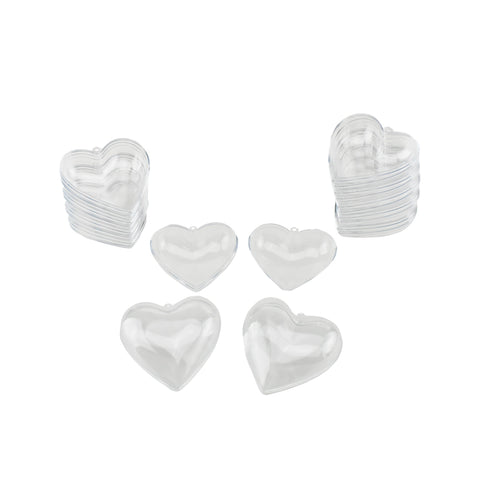 Fillable Plastic Clear Heart Ornament, 2-1/2-Inch, 12-Count