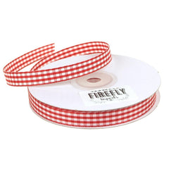 Gingham Checkered Plaid Polyester Ribbon, 3/8-inch, 25-yard