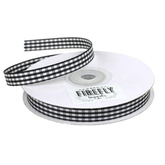 Gingham Checkered Plaid Polyester Ribbon, 3/8-inch, 25-yard