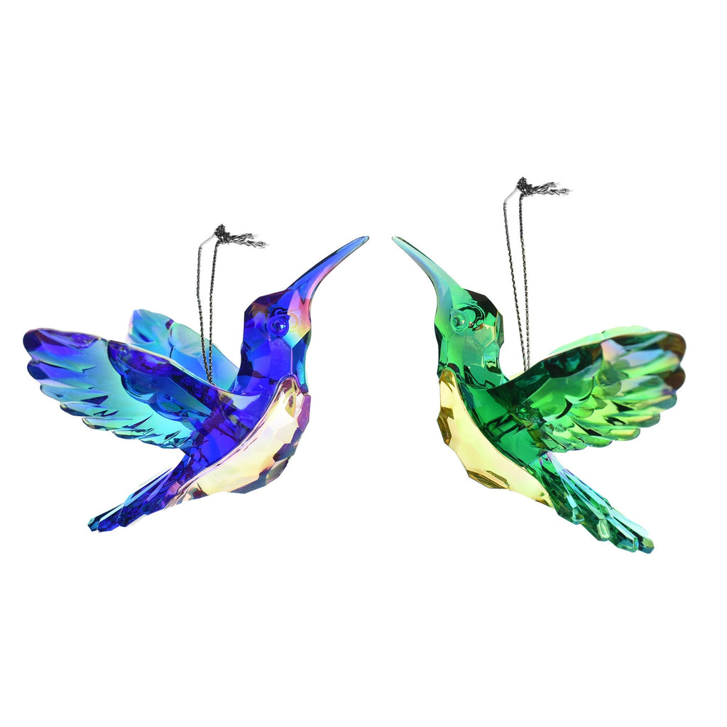 Peacock Hummingbird Plastic Ornaments, 4-Inch, 2-Piece