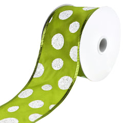 Glittered Jumbo Polka Dots Satin Wired Ribbon, 2-1/2-Inch, 10-Yard