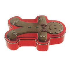Gingerbread Man Christmas Cookie Tin Round Container, 7-Inch