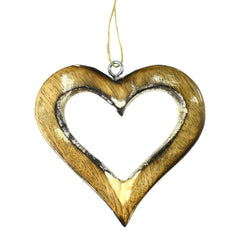 Wooden Heart Cut-Out Christmas Ornament, 3-3/4-Inch