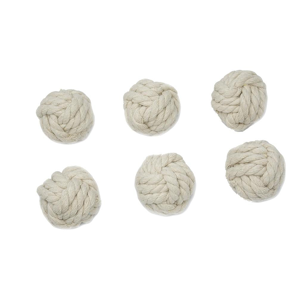 Decorative Jute Rope Ball, White, 2-Inch, 6-Count