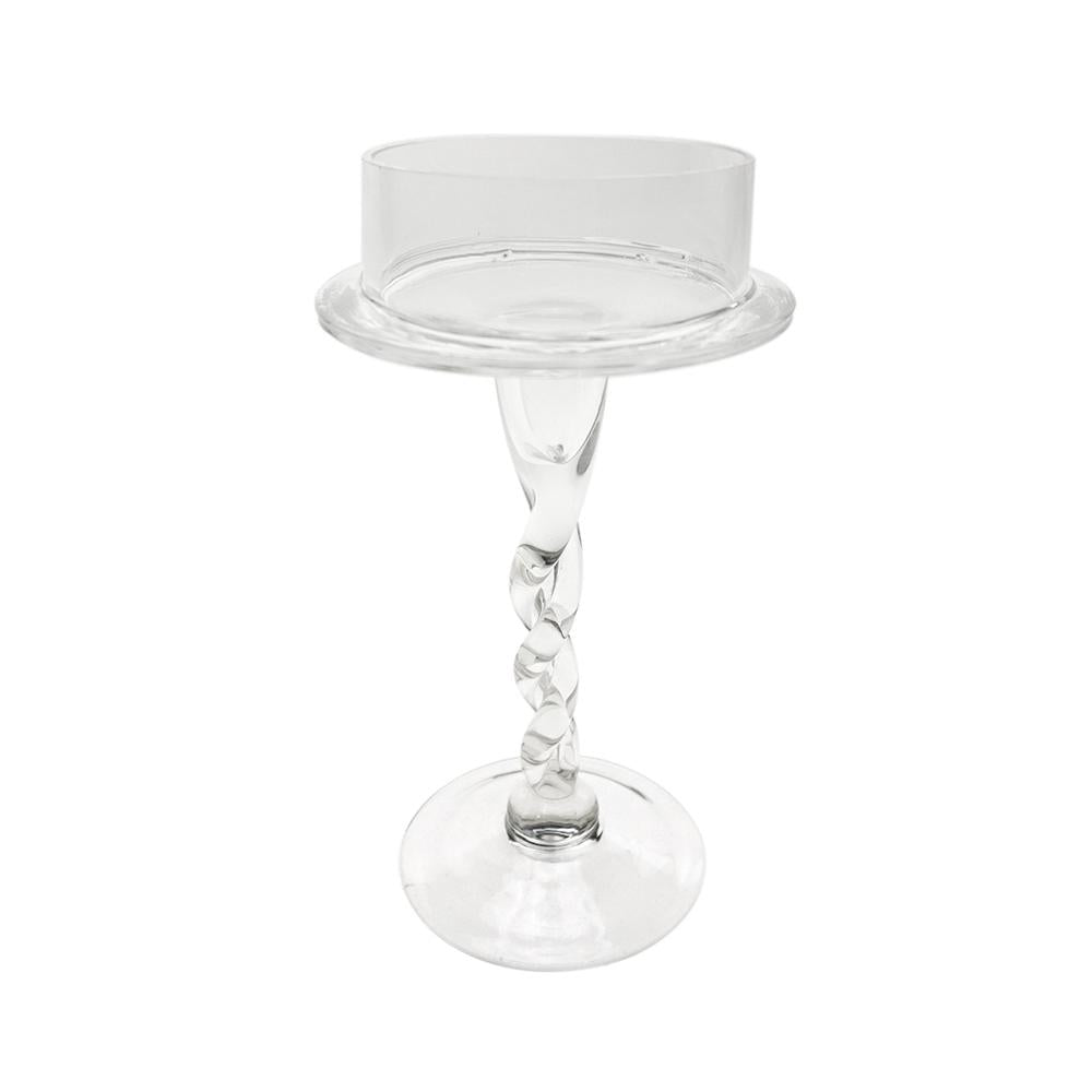 Glass Twisted Candle Holder Stand Centerpiece, 8-Inch