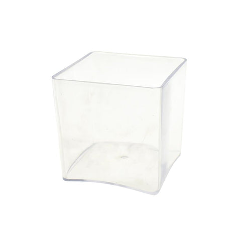 Clear Plastic Square Vase Display, 5-Inch x 5-Inch