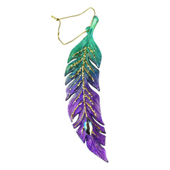 Peacock Acrylic Feather Christmas Ornaments, 6-1/4-Inch, 2-Piece