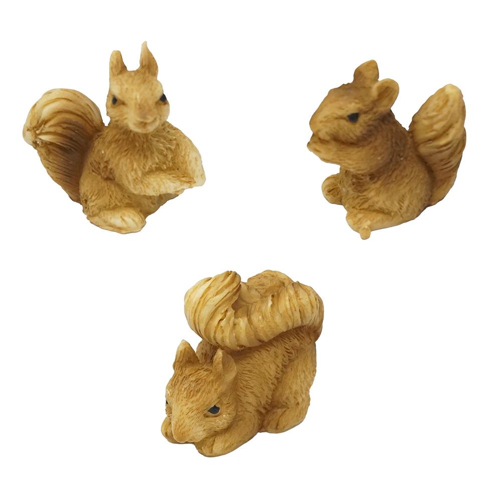 Miniature Resin Squirrel Figurines, Assorted Sizes, 3-Piece