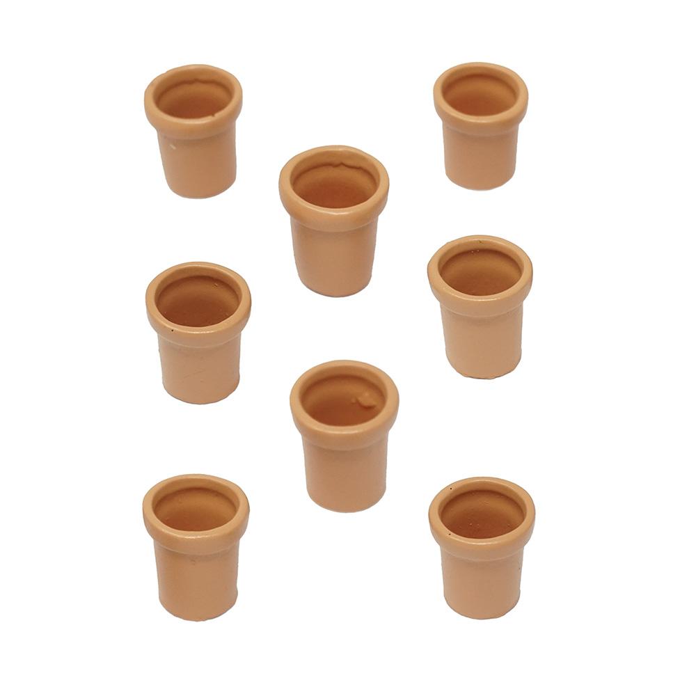 Mini Clay Pot Figurines, Brown, 5/8-Inch, 8-Count