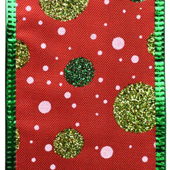 Christmas Lamé Dots Wired Ribbon, 2-1/2-Inch, 10-Yard - Red