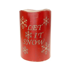 Flameless Essence Glow Snowflake LED Christmas Candle with Built-In Timer, Red