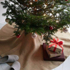Burlap Christmas Tree Skirt Under The Tree, 60-Inch
