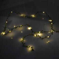 LED Green Leaf Fairy Lights, 7-Feet - Warm White