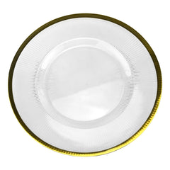 Ribbed Clear Round Plastic Charger Plate, 12-3/4-inch