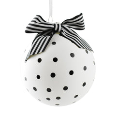 Monochrome Stripes and Dots Christmas Ball Ornaments, 3-1/2-Inch, 2-Piece