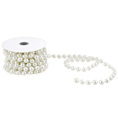 Plastic Mot Pearls Garland Ribbon, 10mm, 6 Yards