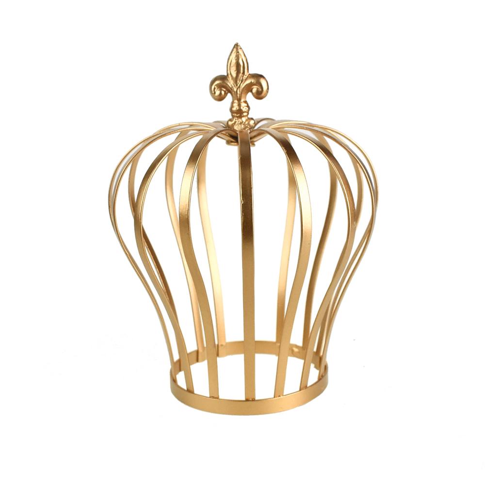 Metal Wired Crown with Fleur-de-lis Accent, Gold, 8-1/2-Inch