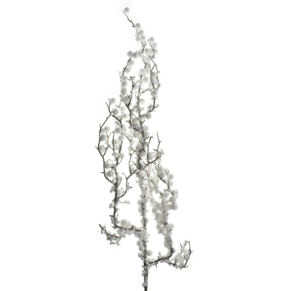 Artificial Snowed Berry Branch Stem, White, 35-Inch