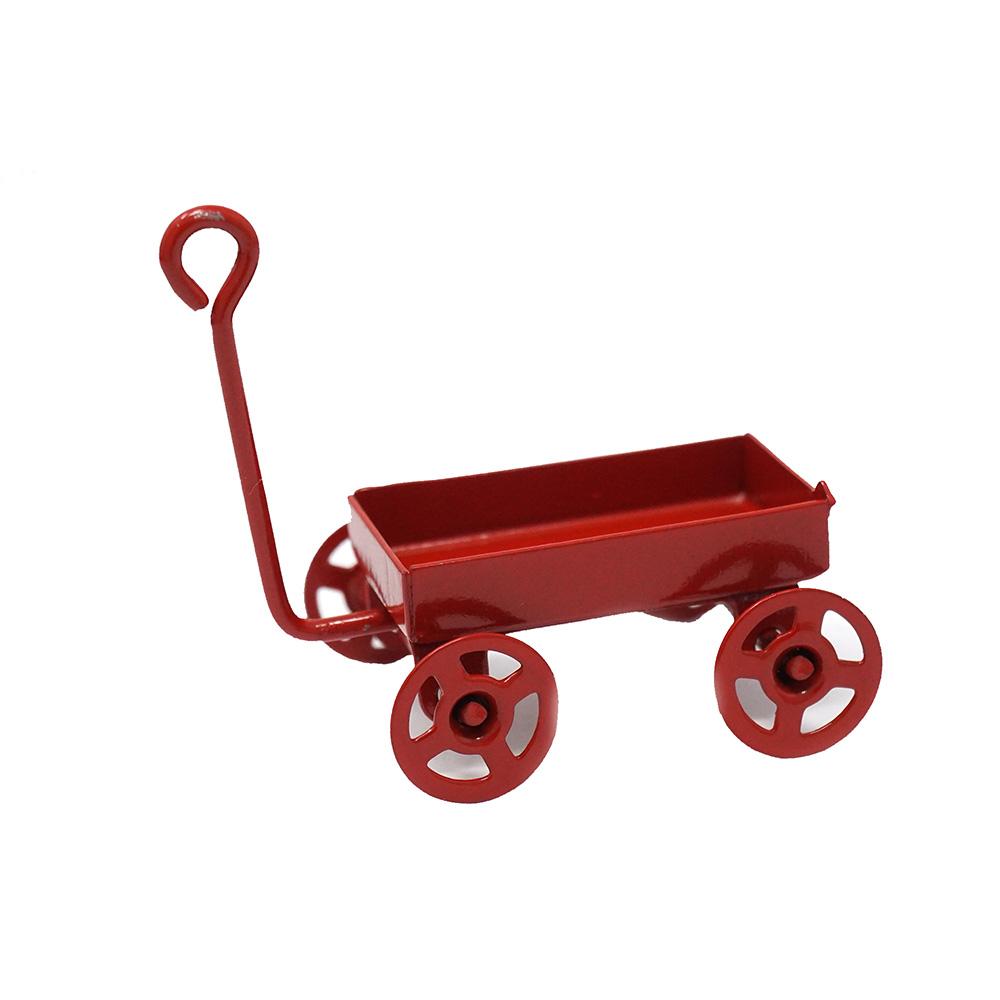 Miniature Toy Wagon Figurine, Red, 1-3/4-Inch