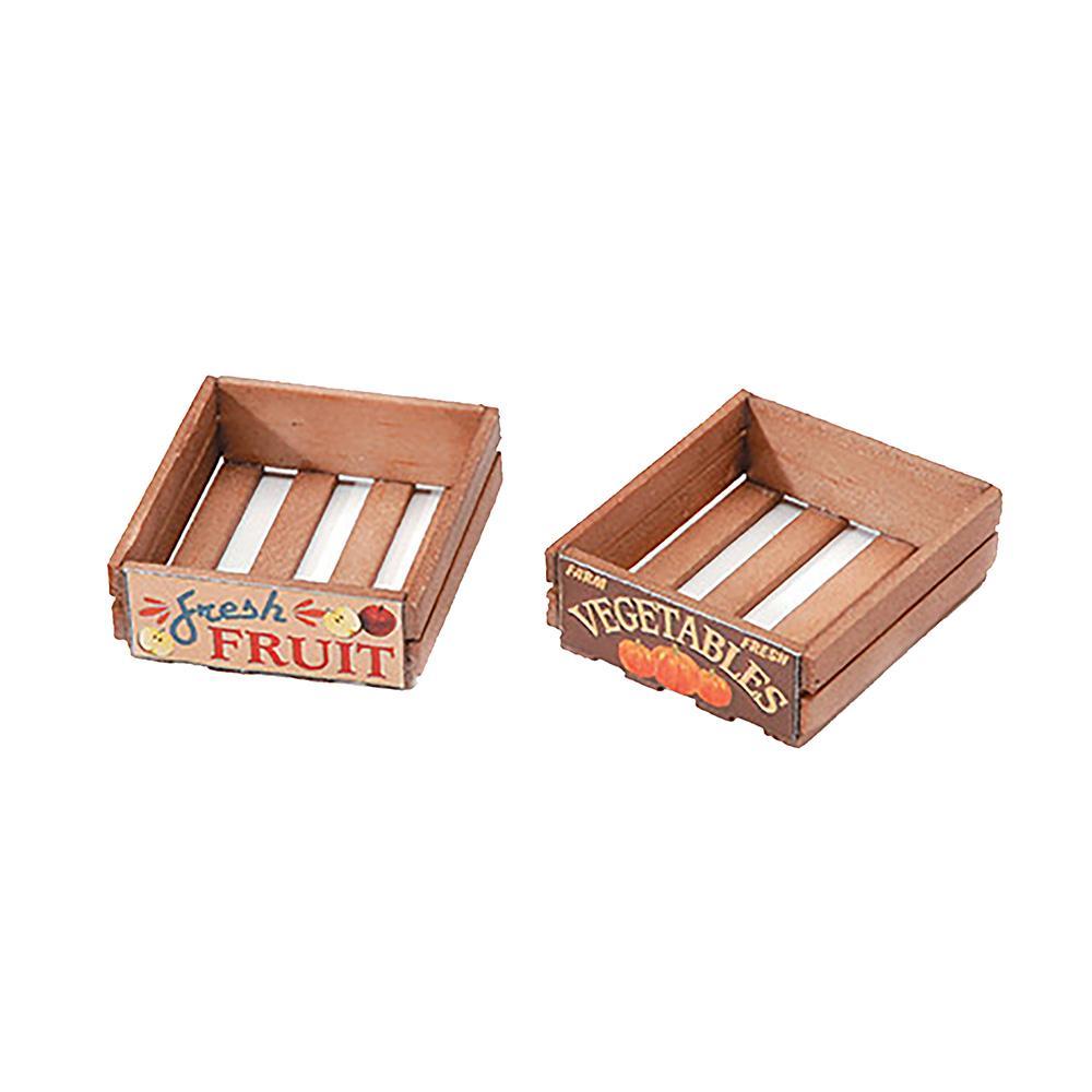 Miniature Wood Produce Crates, Brown, 1-1/4-Inch, 2-Piece