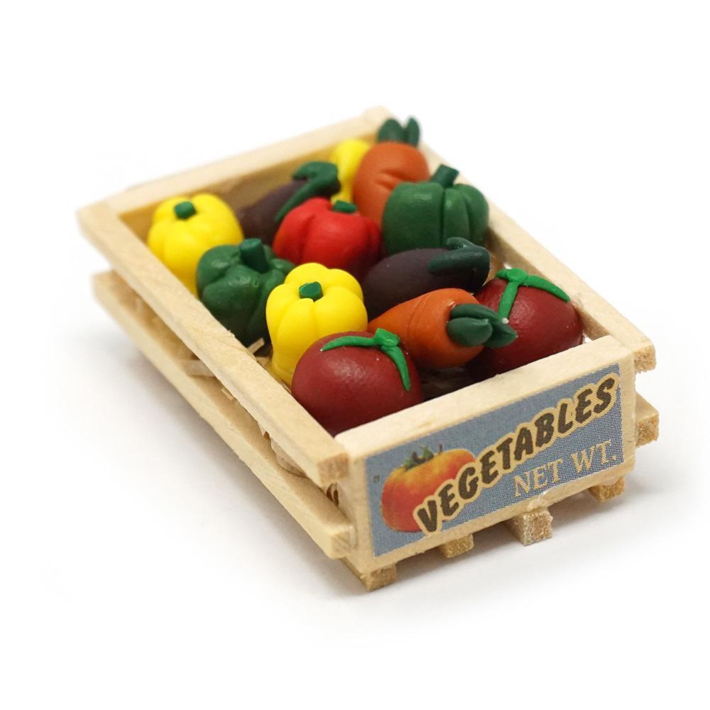 Miniature Wood Vegetable Crate Figurine, 1-1/2-Inch