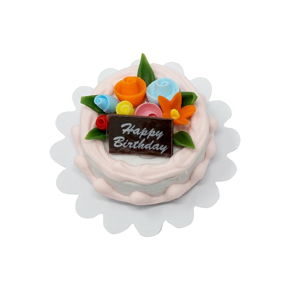 Miniature Artificial Happy Birthday Cake, 1-1/4-Inch