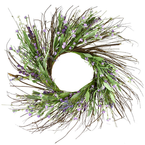 Twig and Foam Lavender Wreath, Lavender, 24-Inch