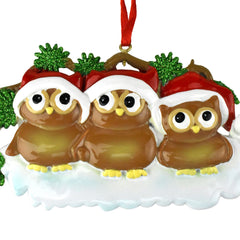 Cute Owl Family of Three Christmas Ornament, 2-1/2-Inch