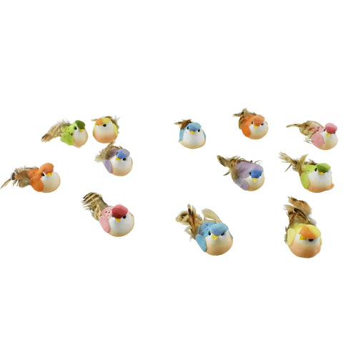 Assorted Mushroom Bird Figurines, 1-3/4-Inch, 12-Piece