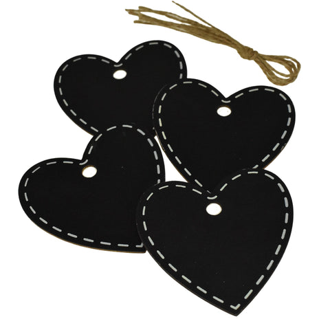 Chalkboard Heart Tags, 2-3/4-Inch x 2-1/2-Inch, 4-Count