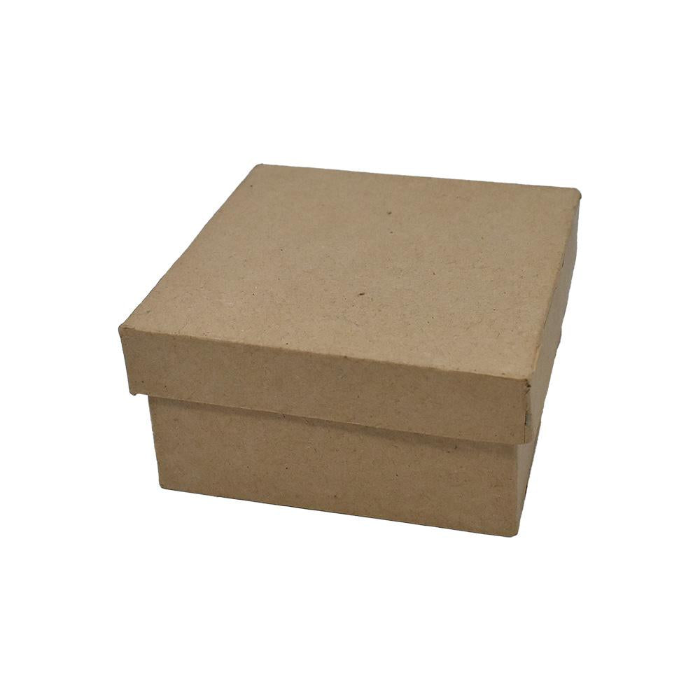 DIY Paper Mache Square Gift Box, Natural, 4-Inch