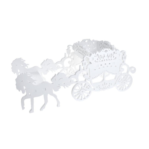 Laser Cut Foam Carriage with Horses, White, 27-1/2-Inch