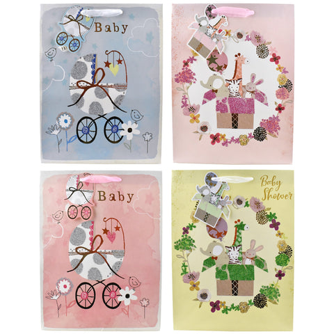 Birthday Party Hot Stamped Premium Gift Bags, 12-3/4-Inch, 4-Piece