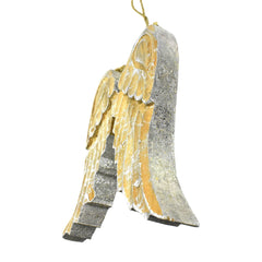 Wooden Angel Wings Metallic Edge Christmas Ornament, 7-1/2-Inch - Silver