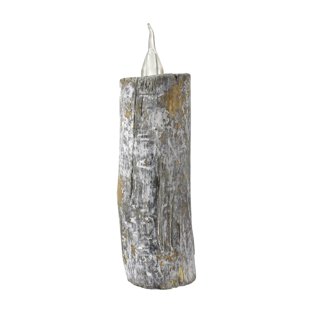 Artificial Wooden Log Faux Candle, 7-1/4-Inch