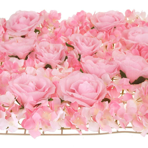 Artificial Silk Hydrangea Rose Flower Mat, Pink, 24-Inch