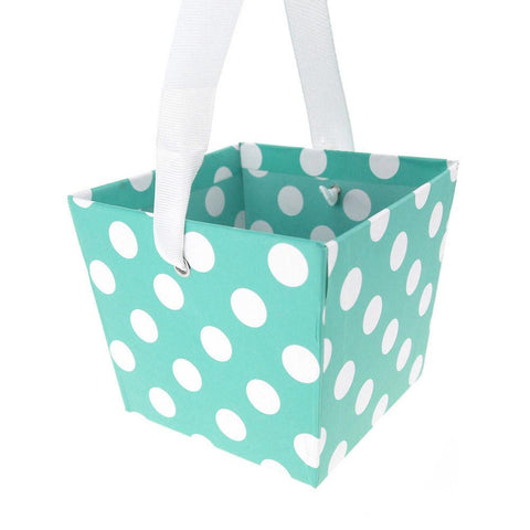 Cardboard Paper Market Tray, Polka Dot Aqua, 5-Inch