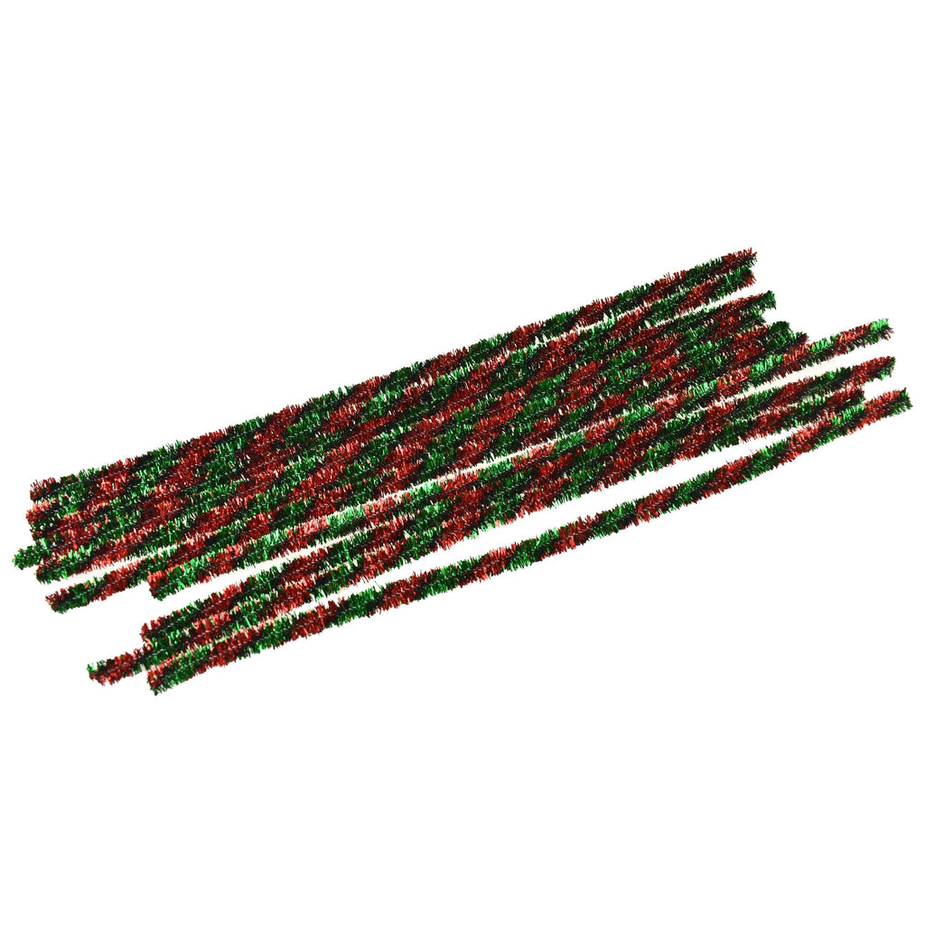 Christmas Tinsal Twists, Red/Green, 12-Inch, 10-Piece