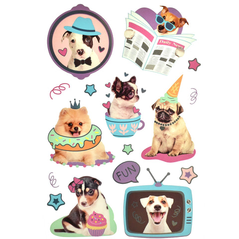 Adorable Dogs Hologram Sticker Sheet, 2-Inch, 16-Piece