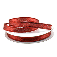 Christmas Sheer Organza Metallic Edge Ribbon, 3/8-inch, 10-yard