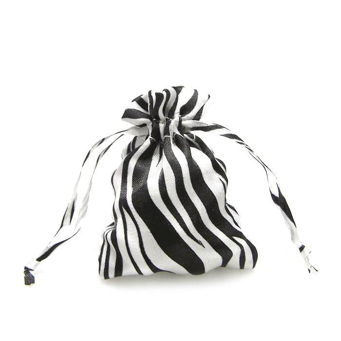 Zebra Stripe Satin Favor Bags, White/Black, 3-Inch x 4-Inch, 12-Piece