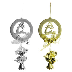 Christmas Reindeer and Bells Hanging Ornaments, 9-Inch, 2-Piece