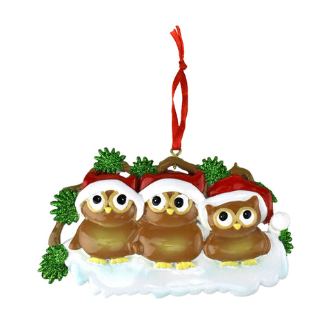 Cute Owl Family of Three Christmas Ornament, 2-1/2-Inch
