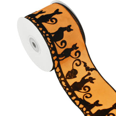 Magical Black Cats Halloween Wired Ribbon, 2-1/2-Inch, 10-Yard