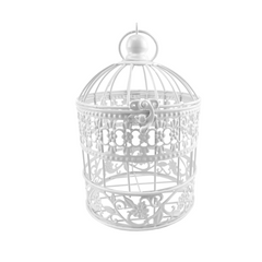 Metallic Bird Cage Centerpiece, 2-Count - White
