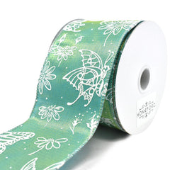 Iridescent Butterflies 2-Toned Satin Wired Ribbon, 10-yard