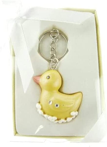 Key Chain Baby Shower Favors, 4-inch, Rubber Duck, Yellow