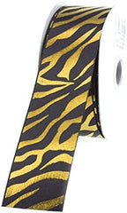 Zebra Stripe Metallic Satin Ribbon, 1-1/2-inch, 10-yard
