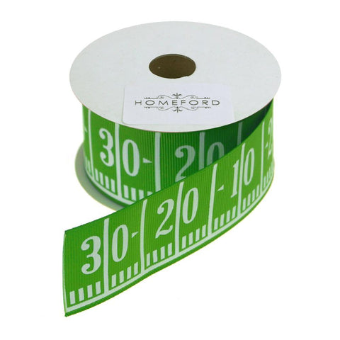 Football Field Yard Line Grosgrain Ribbon, Green, 1-1/2-Inch, 3 Yards